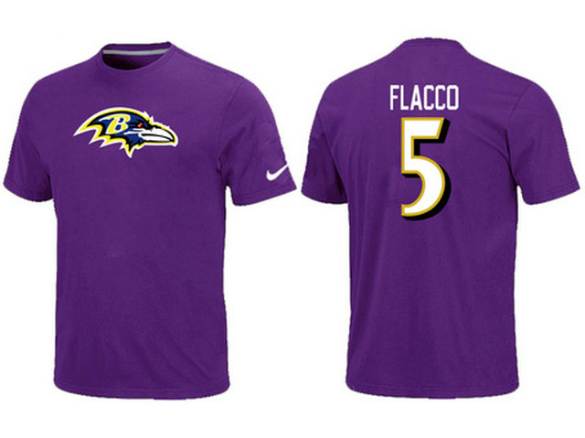 Nike Baltimore Ravens #5 Joe Flacco Name & Number NFL T-Shirt - Purple